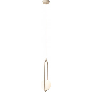 Lampa wisząca szklana kula designerska Riva Beige 14cm biało-beżowa Aldex