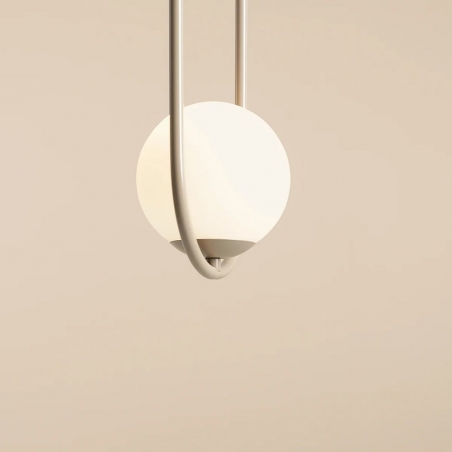 Lampa wisząca szklana kula designerska Riva Beige 14cm biało-beżowa Aldex