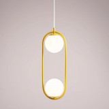 Riva mustard 18.5cm white&amp;yellow pendant lamp with 2 glass spheres Aldex