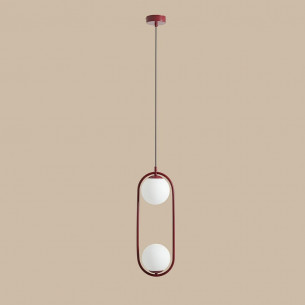 Lampa wisząca 2 szklane kule Riva Red Wine 18,5cm biało-czerwona Aldex