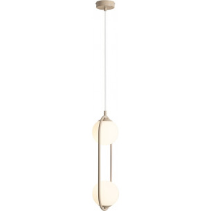 Lampa wisząca 2 szklane kule Riva Beige 18,5cm biało-beżowa Aldex