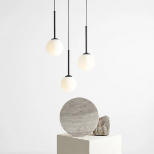 Bosso ring 44cm white&amp;black 3 glass globes pendant lamp Aldex