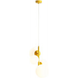Bloom mustard 46cm white pendant lamp with 4 glass spheres Aldex