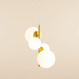 Bloom mustard 46cm white pendant lamp with 4 glass spheres Aldex
