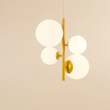 Bloom mustard 46cm white pendant lamp with 4 glass spheres Aldex