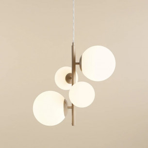 Bloom beige 46cm white 4 glass globes pendant lamp Aldex