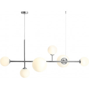 Lampa wisząca szklane kule Dione 130cm biało-chromowana Aldex