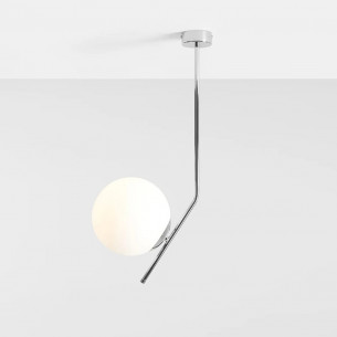 Gallia 64cm white&amp;chrome glass globe ceiling lamp Aldex