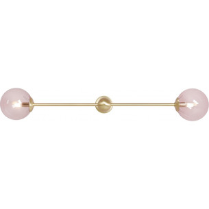 Pearl 89cm pink&amp;brass wall lamp with 2 glass spheres Aldex