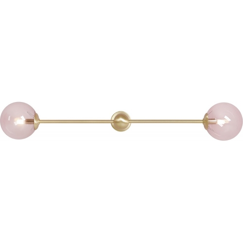 Kinkiet 2 szklane kule Pearl Pink Brass 89cm różowo-mosiężny Aldex