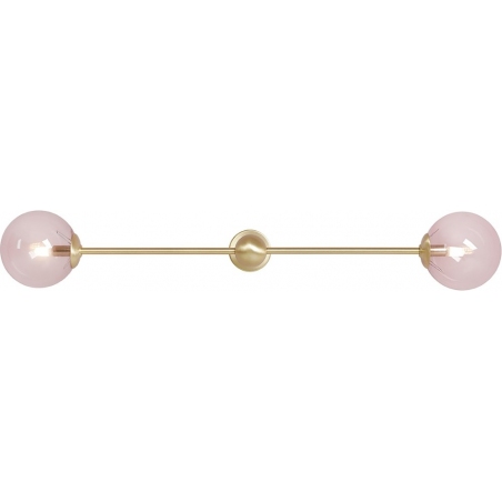 Kinkiet 2 szklane kule Pearl Pink Brass 89cm różowo-mosiężny Aldex