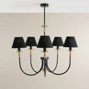 Roma V 80cm black&amp;gold hampton chandelier with shades Aldex