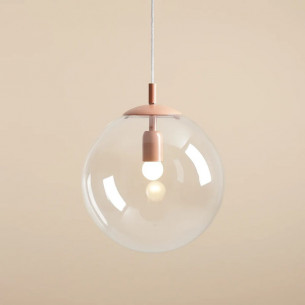 Globe 30cm clear&amp;coral glass ball pendant lamp Aldex