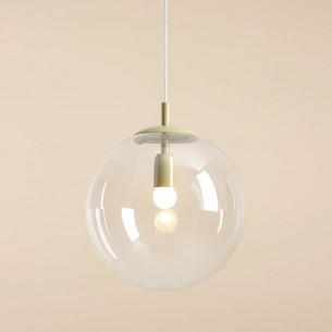 Globe 30cm transparent&amp;pistachio glass globe pendant lamp Aldex