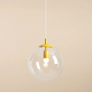 Globe 30cm transparent&amp;mustard glass globe pendant lamp Aldex