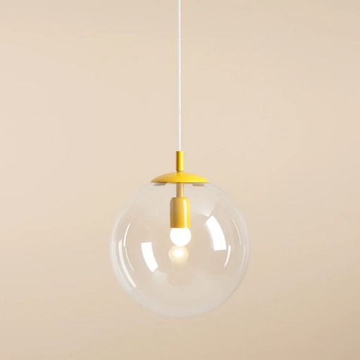 Lampa wisząca szklana kula Globe 30cm przeźroczysty/mustard Aldex