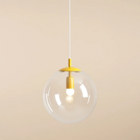 Lampa wisząca szklana kula Globe 30cm przeźroczysty/mustard Aldex