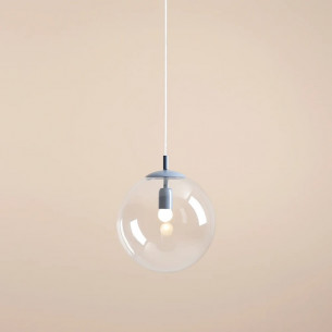 Globe 30cm transparent&amp;dusty blue glass sphere pendant lamp Aldex