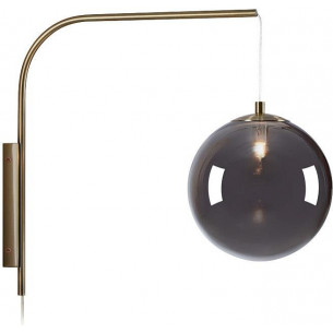 Dione smoke&amp;brass glass globe wall lamp Markslojd