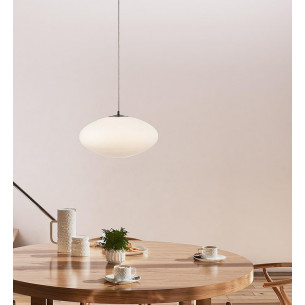 Locus 38cm white&amp;steel glass pendant lamp Markslojd