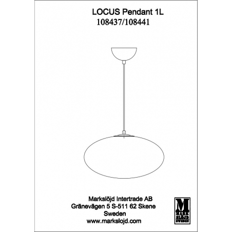 Lampa wisząca szklana Locus 38cm bursztynowy/mosiądz Markslojd
