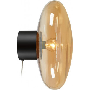 Locus amber&amp;black glass wall lamp with plug Markslojd