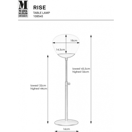 Lampa stołowa szklana Rise Small biały/czarny Markslojd