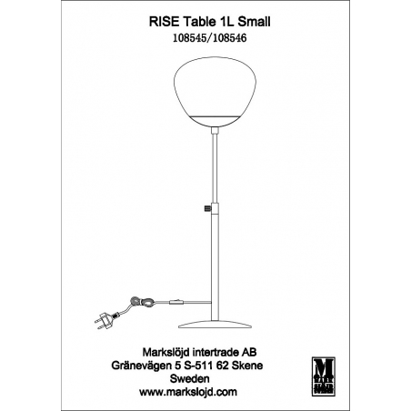 Lampa stołowa szklana Rise Small biały/czarny Markslojd