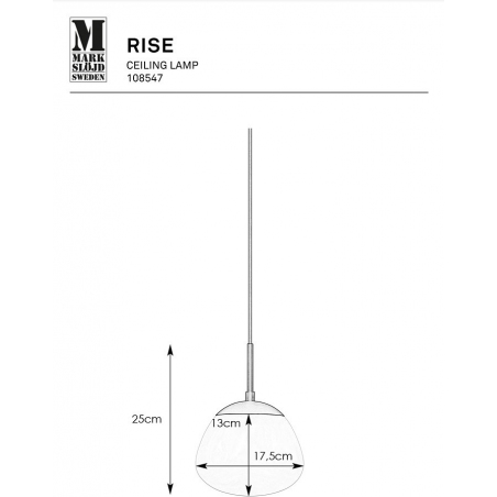 Lampa wisząca szklana Rise 18cm czarny/biały Markslojd