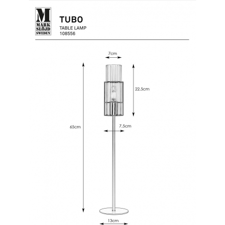 Lampa stołowa szklana tuba Tubo 65cm czarny/przeźroczysty Markslojd
