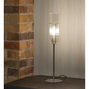 Tubo 50cm satin nickel&amp;clear glass tube table lamp Markslojd