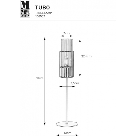 Lampa stołowa szklana tuba Tubo 50cm satynowy nikiel/przeźroczysty Markslojd