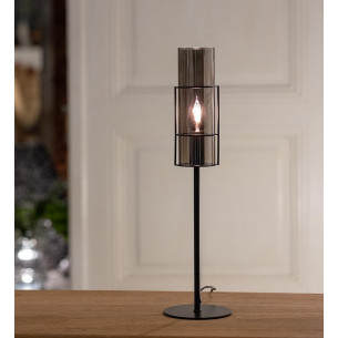 Torcia 50cm smoked glass&amp;black modern table lamp with glass shade Markslojd