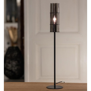 Torcia 65cm smoked glass&amp;black modern table lamp with glass shade Markslojd