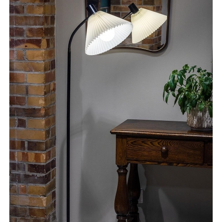 Stylowa Lampa podłogowa retro z abażurem Mira czarny/biały Markslojd do salonu i sypialni