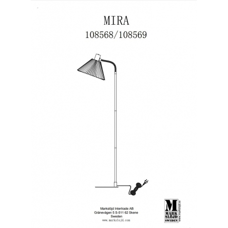 Stylowa Lampa podłogowa retro z abażurem Mira mosiądz szczotkowany/biały Markslojd do salonu i sypialni