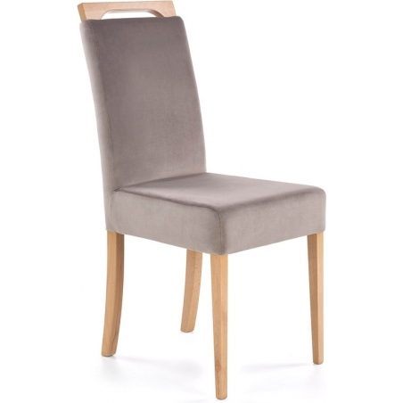 Designerskie Krzesło drewniane tapicerowane Clarion Szary/Dąb Halmar do jadalni, salonu i kuchni.