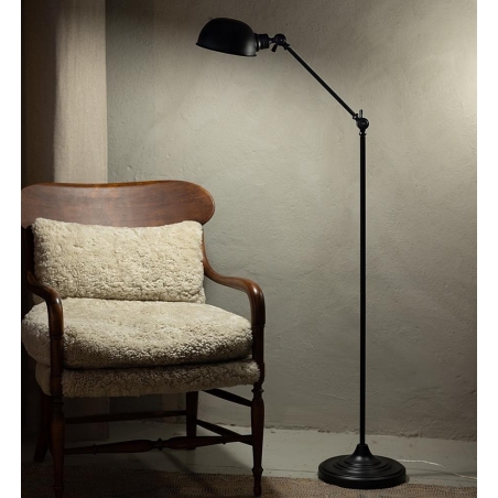 Stylowa Lampa podłogowa regulowana loft Portland czarna Markslojd do salonu i sypialni