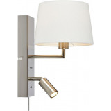 Como white&amp;steel wall lamp with plug and reading lamp Markslojd