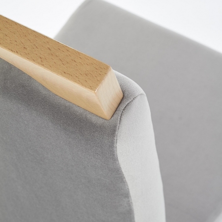 Designerskie Krzesło drewniane tapicerowane Clarion Szary/Dąb Halmar do jadalni, salonu i kuchni.