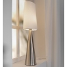 Lampa stołowa nowoczesna z abażurem Conus Satin satynowy nikiel/biały Markslojd