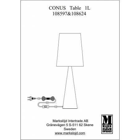 Lampa stołowa nowoczesna z abażurem Conus Satin satynowy nikiel/biały Markslojd