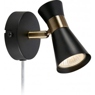 Folie black&amp;antique brass adjustable wall lamp with plug Markslojd