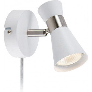 Folie white&amp;satin nickel adjustable wall lamp with plug Markslojd