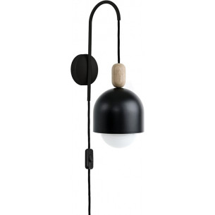 Ovoi black scandinavian wall lamp with plug Kolorowe Kable