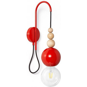 Loft Bala red glossy wooden pendant wall lamp Kolorowe Kable