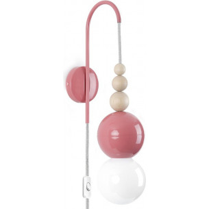 Loft Bala pink pendant wall lamp with plug colorful cables