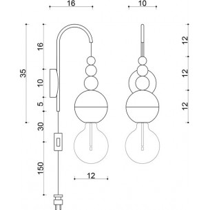 Kinkiet wiszący z wtyczką Loft Bala różowy Kolorowe kable 2