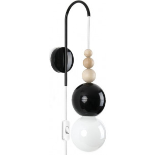 Loft Bala glossy black&amp;white plug-in wall lamp Kolorowe Kable