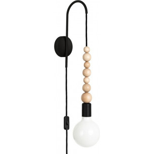 Loft Sfarer black wooden pendant wall lamp with plug Kolorowe Kable